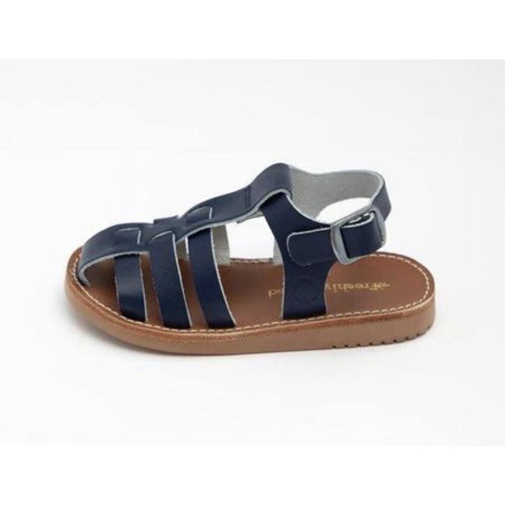 Freshly Picked Toddler Little Girl Maritime Bixby Leather Sandals Blue Size 5